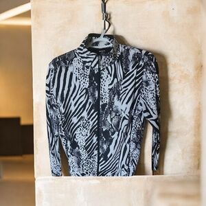 Dalia Black and White Animal Print Women's Jacket